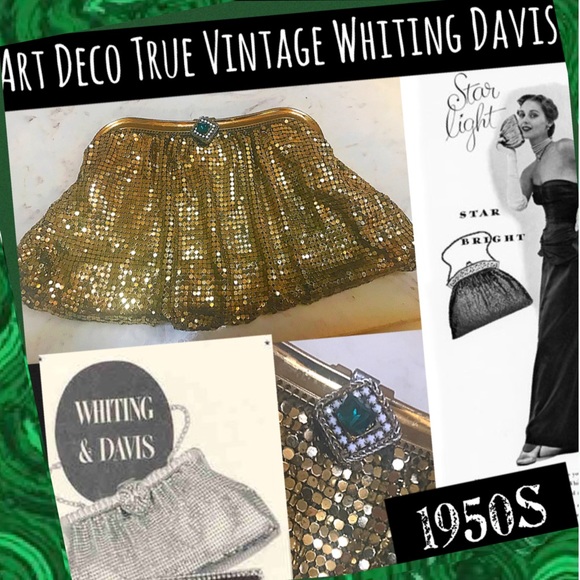 ♥️1950s Whiting Davis Vintage Gold Mesh Clutch♥️ - Picture 2 of 9